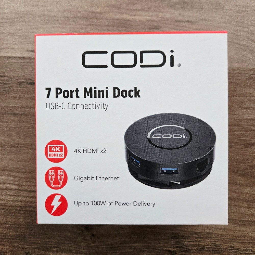 CODi 7 Port Mini Dock USB-C Connectivity 4K HDMI Gigabit Ethernet 100W NEW